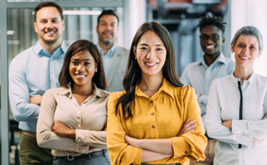 Human resources administration department posing