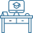 work desk with computer icon