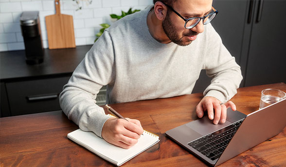 Employee learner using online education for career skills 