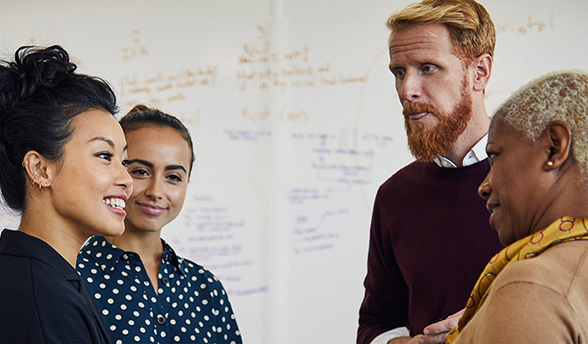 Employees discussing education at work