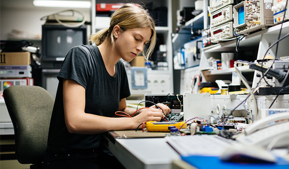 Woman developing new job skills