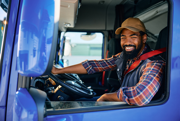 Happy truck driver employee