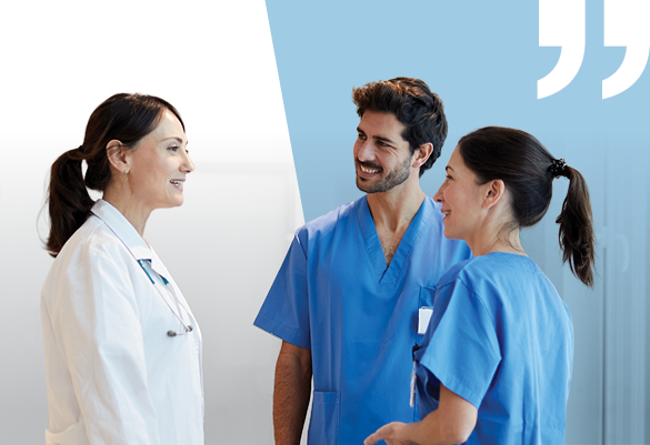 Three Health administration Staff talking